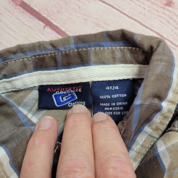 Authentic Graphite plaid buttondown shirt 4T - Picture 4 of 4
